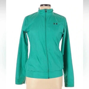 Under Armour Womens Fitted Zipper Jacket Green Black Mesh Lining Size S Small